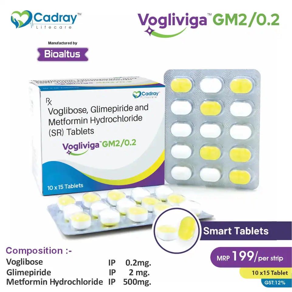 Glimepiride 2mg + Metformin 500mg SR + Voglibose 0.2mg | Antidiabetic Tablet | Best Price for PCD Pharma Franchise